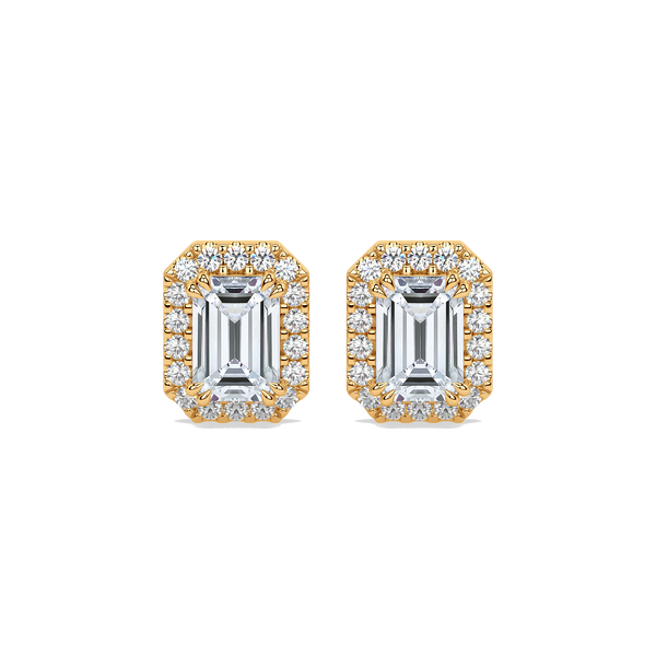 Emerald diamond halo studs