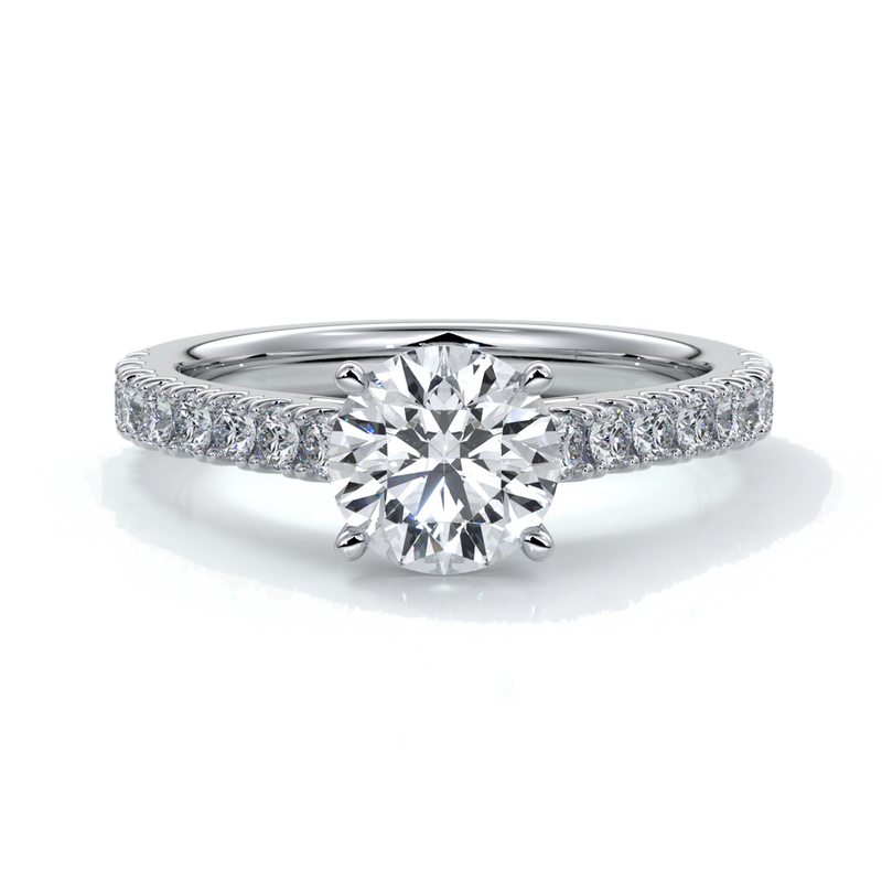 Adele Engagement ring round diamond 4 claw cathedral 18ct white gold