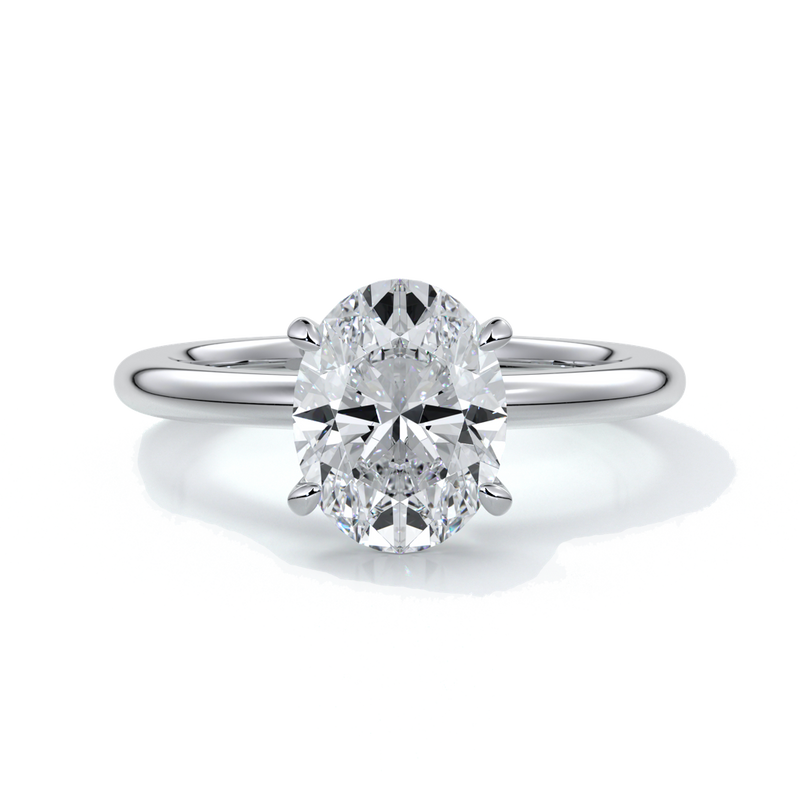 Cleo Engagement ring oval diamond 4 claw 18ct white gold