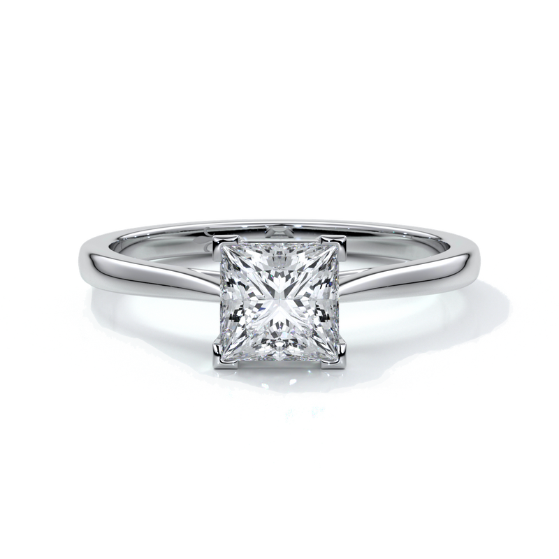 Henrietta Engagement ring princess diamond 4 claw cathedral platinum