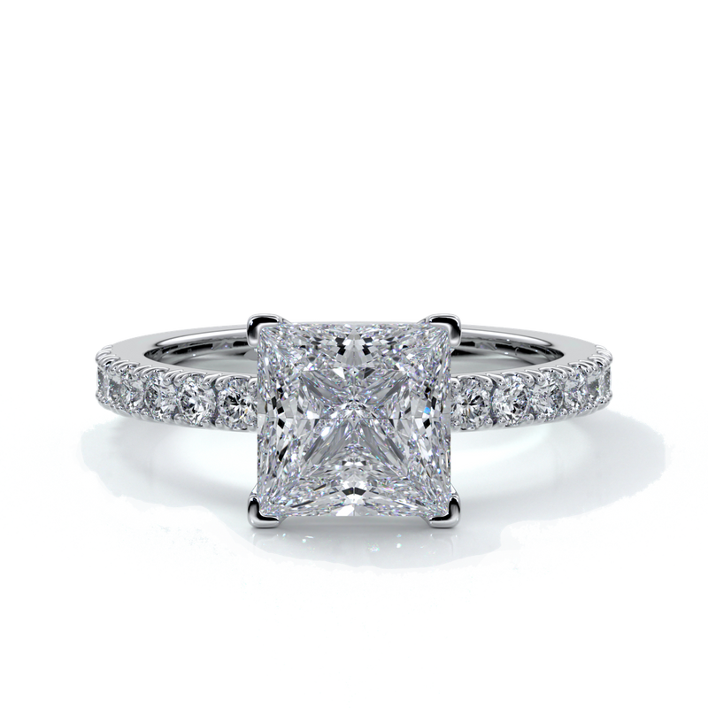Mary Engagement Ring princess diamond band solitaire plat