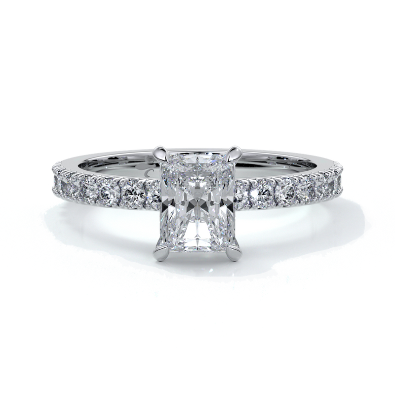 Megan Engagement Ring emerald diamond band 18ct white gold