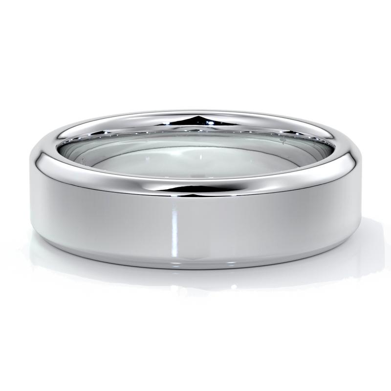 William Wedding ring 6mm bevel mens band 18ct white gold