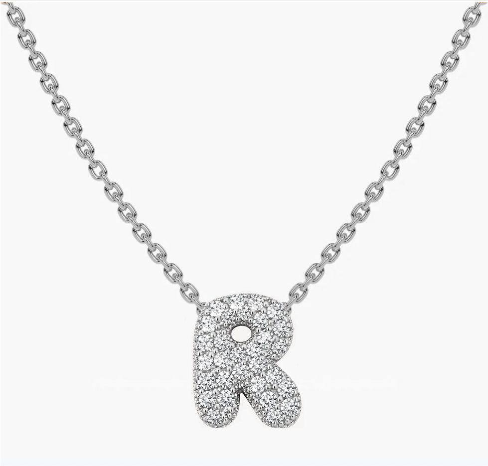 Bubble diamond Letter pendant