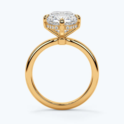 Ophelia — 5ct Old Mine Cut emerald lab diamond, 18k yellow gold, hidden halo