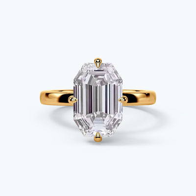 Ophelia — 5ct Old Mine Cut emerald lab diamond, 18k yellow gold, hidden halo