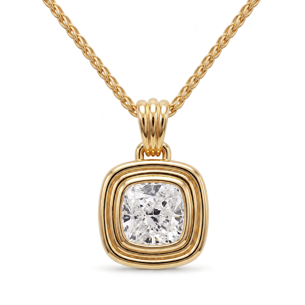 Capri pendant - hero shot on wheat chain