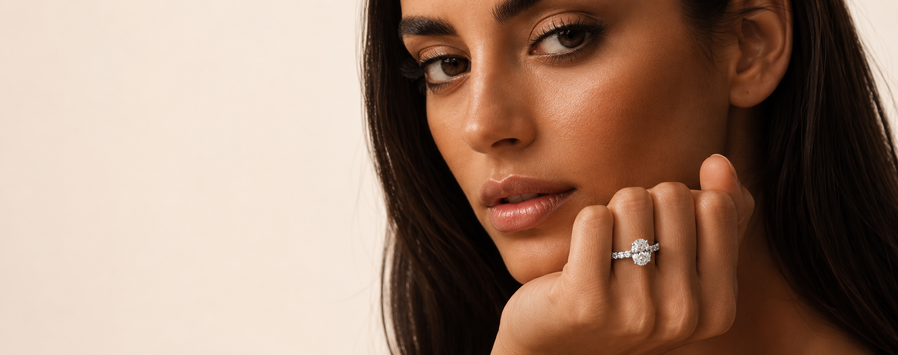 Model wearing an engagement ring