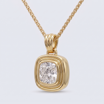 Capri pendant - front view, solid 9k yellow gold bezel