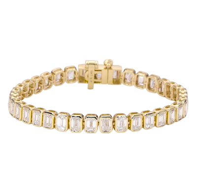 Emerald cut bezel set tennis bracelet
