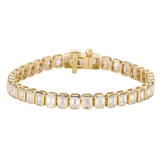 Emerald cut bezel set tennis bracelet