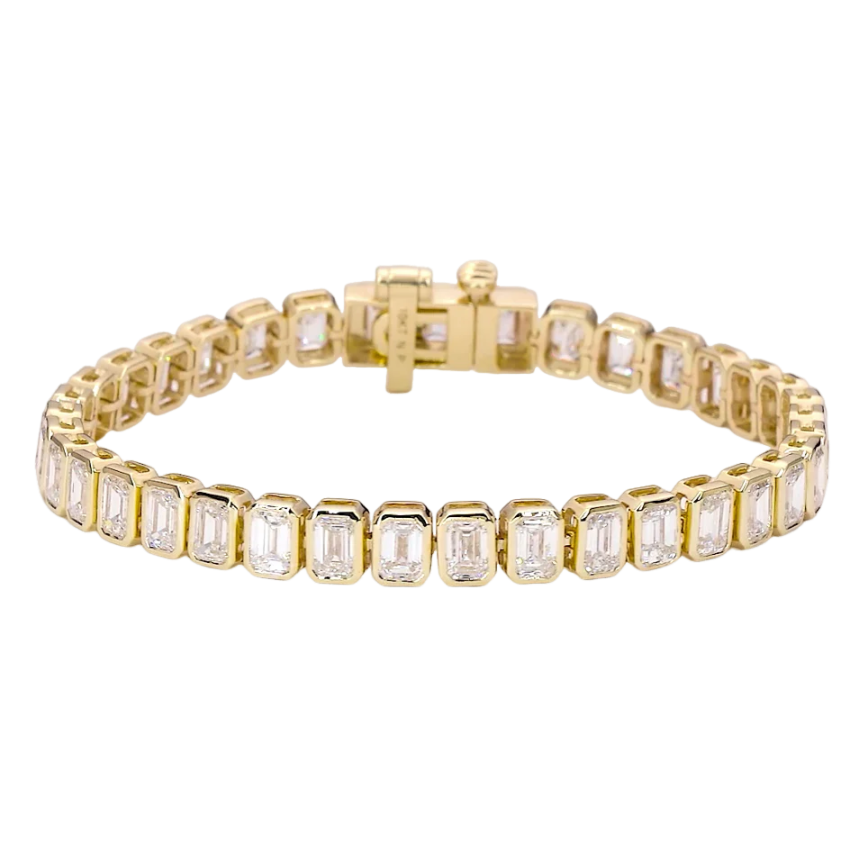 Emerald cut bezel set tennis bracelet