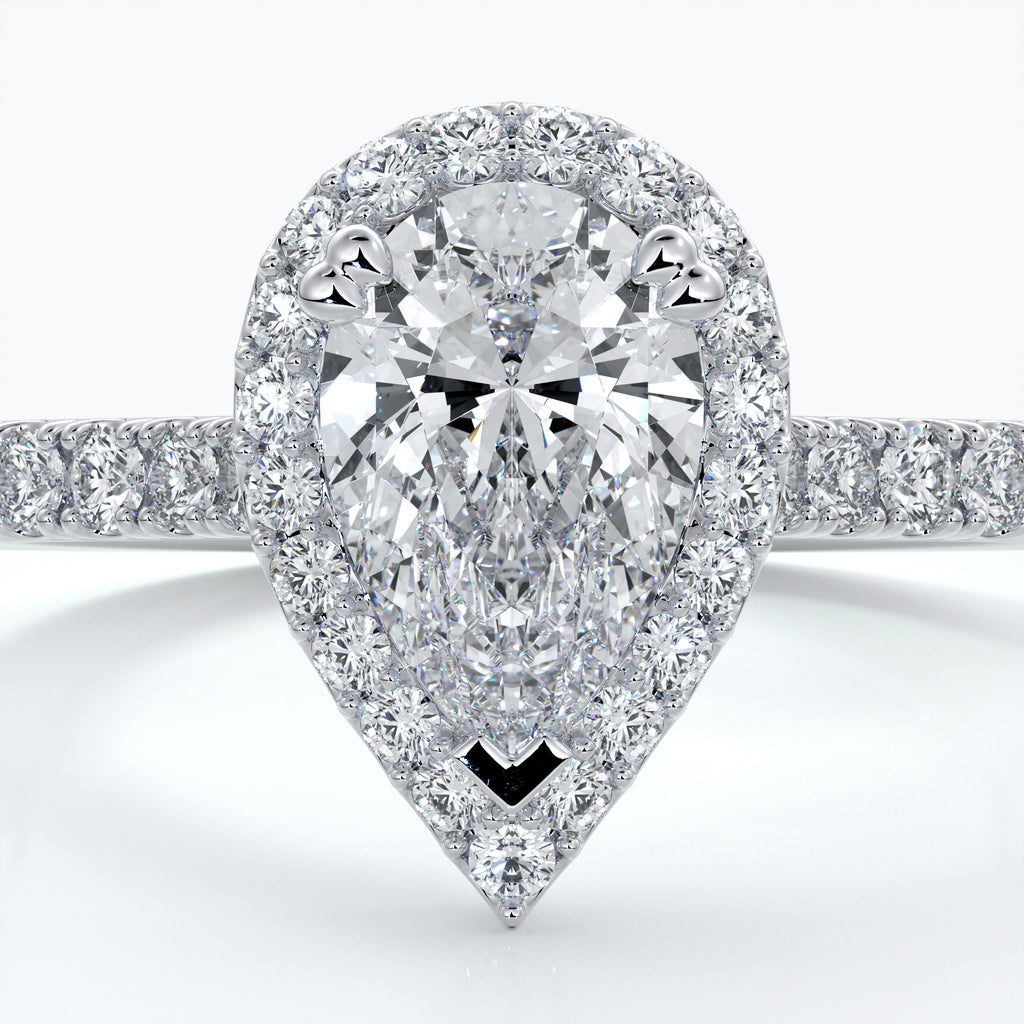 1 carat pear diamond halo Engagement ring - Ava