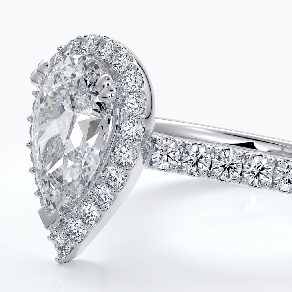 1 carat pear diamond halo Engagement ring - Ava