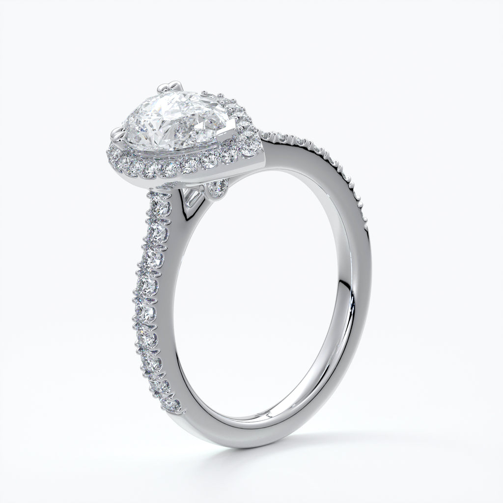 1 carat pear diamond halo Engagement ring - Ava