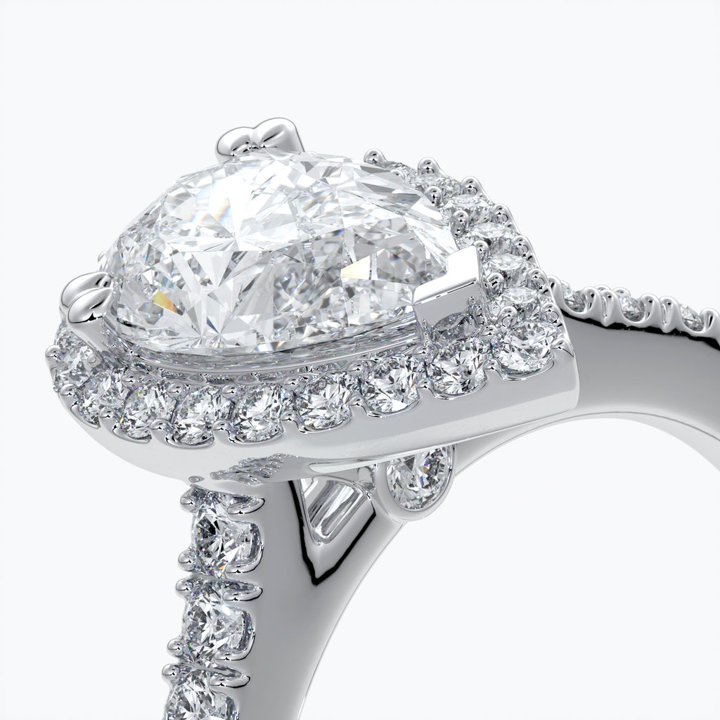 1 carat pear diamond halo Engagement ring - Ava