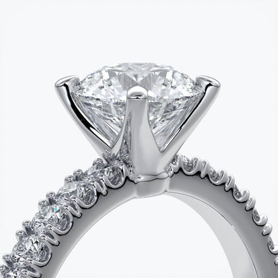 Ada Engagement ring round diamond 4 claw diamond band 18ct white gold