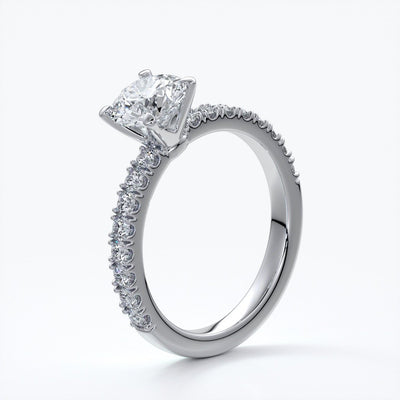 Ada Engagement ring round diamond 4 claw diamond band 18ct white gold