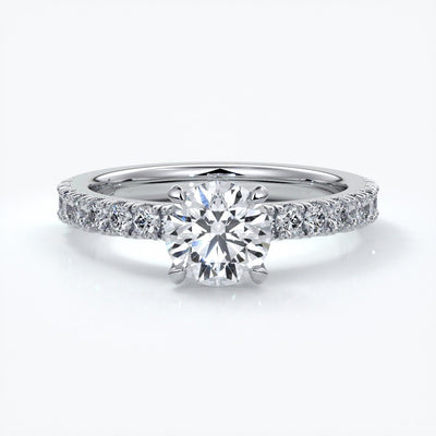 Ada Engagement ring round diamond 4 claw diamond band 18ct white gold
