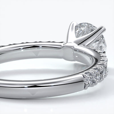 Ada Engagement ring round diamond 4 claw diamond band 18ct white gold