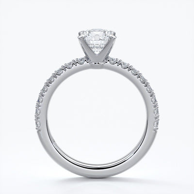 Ada Engagement ring round diamond 4 claw diamond band 18ct white gold
