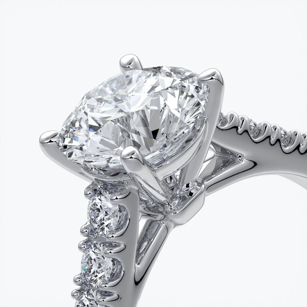 Adele Engagement ring round diamond 4 claw cathedral 18ct white gold