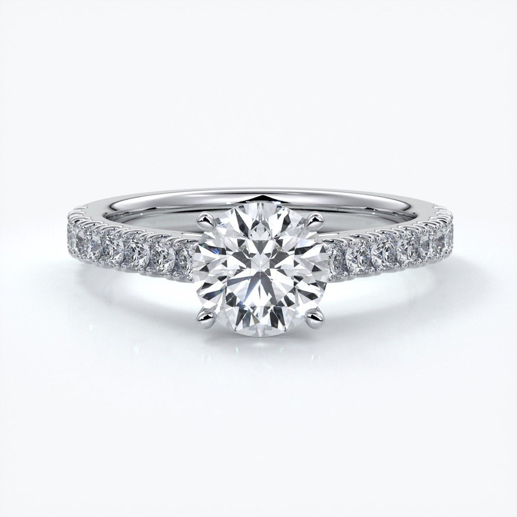 Adele Engagement ring round diamond 4 claw cathedral 18ct white gold
