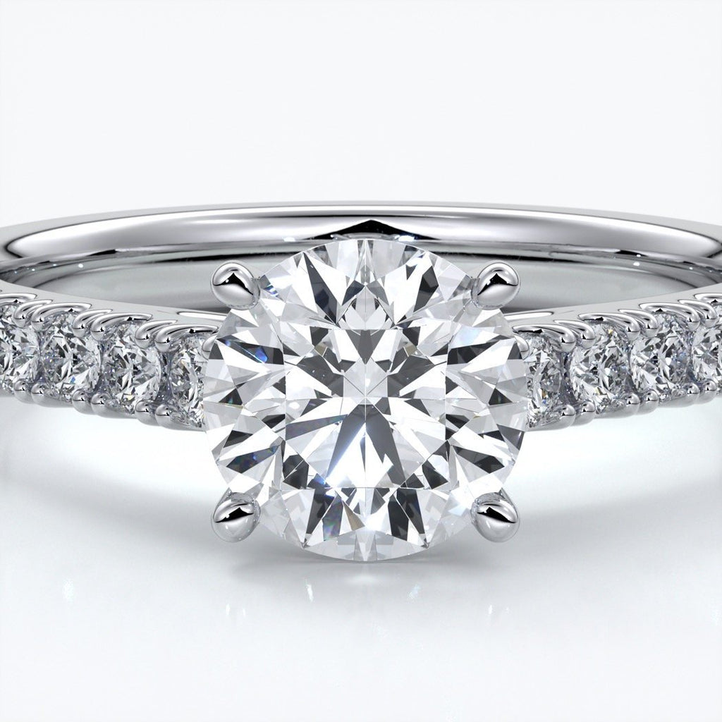 Adele Engagement ring round diamond 4 claw cathedral 18ct white gold