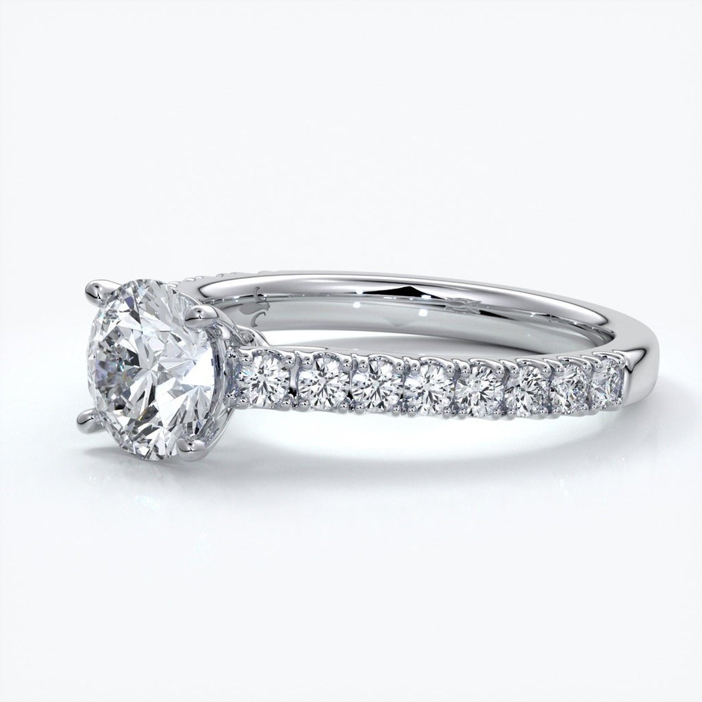Adele Engagement ring round diamond 4 claw cathedral 18ct white gold