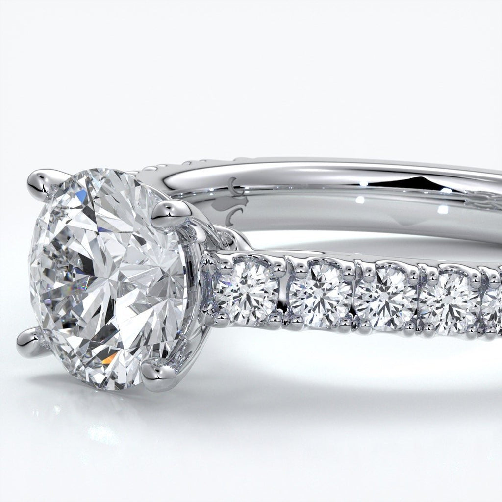 Adele Engagement ring round diamond 4 claw cathedral 18ct white gold