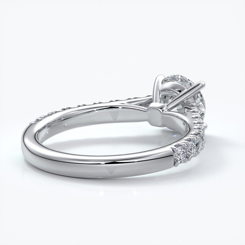 Adele Engagement ring round diamond 4 claw cathedral 18ct white gold