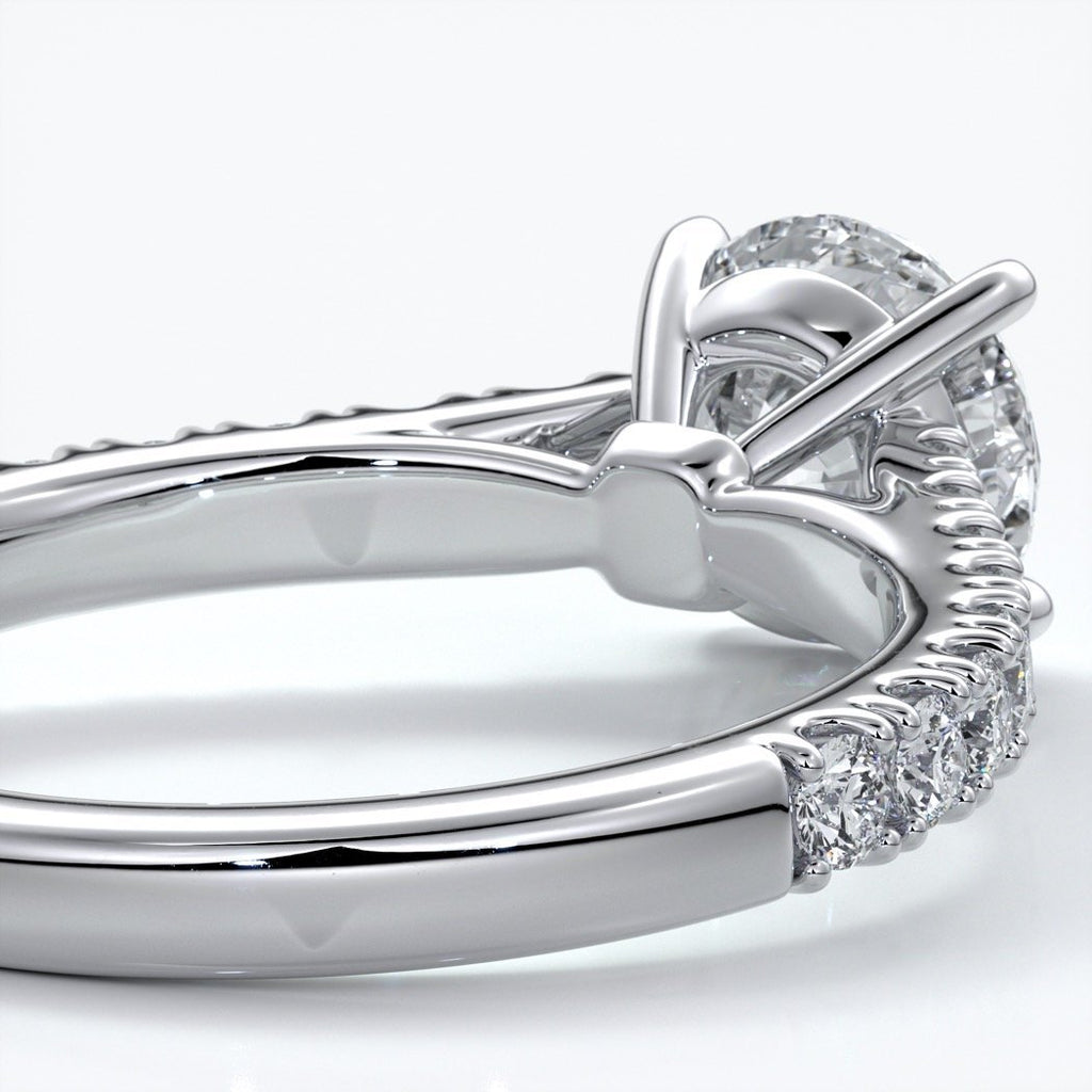 Adele Engagement ring round diamond 4 claw cathedral 18ct white gold