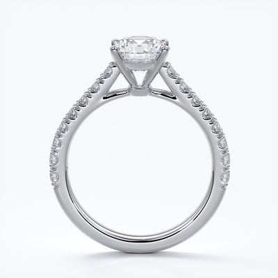 Adele Engagement ring round diamond 4 claw cathedral 18ct white gold