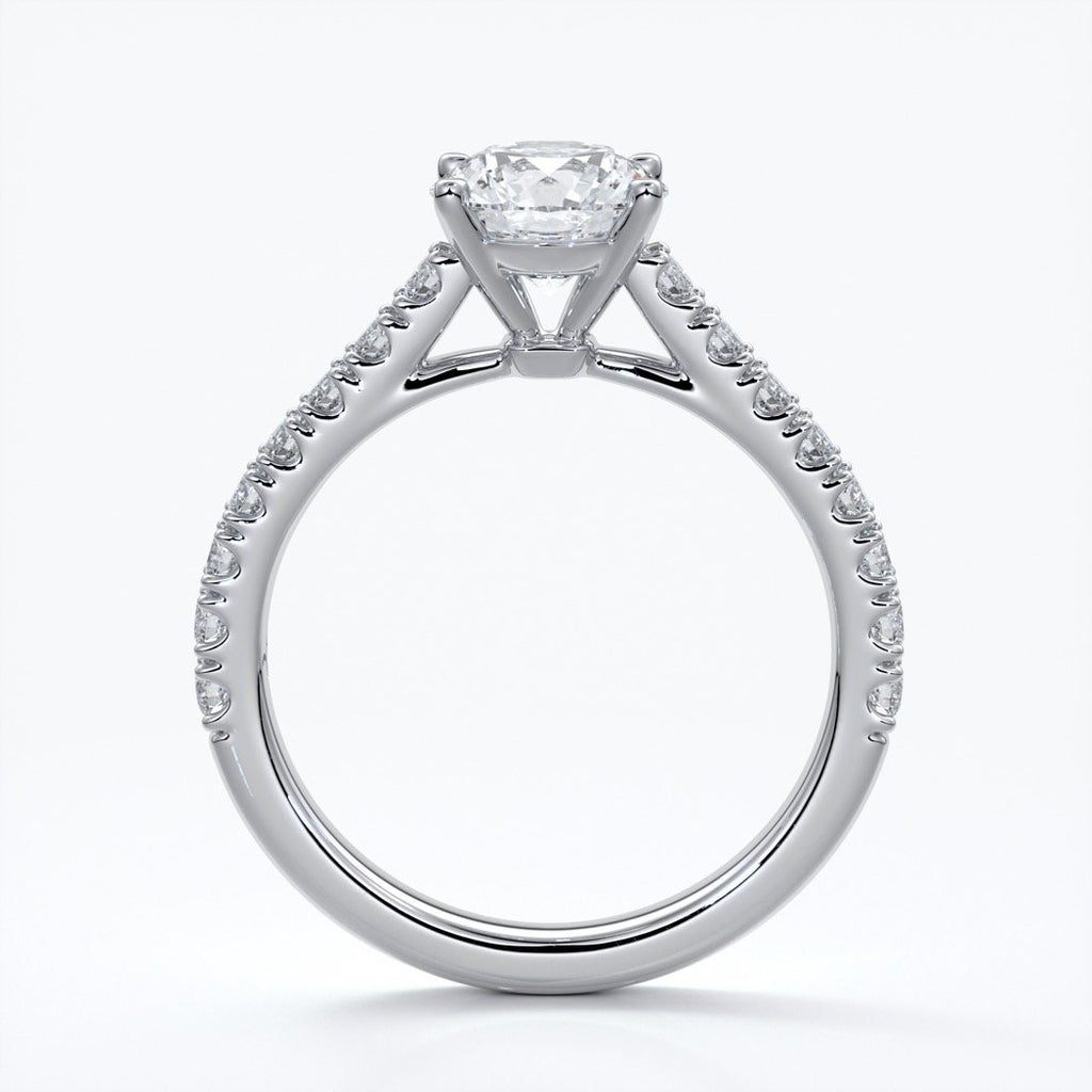Adele Engagement ring round diamond 4 claw cathedral 18ct white gold