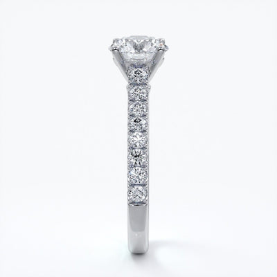 Adele Engagement ring round diamond 4 claw cathedral 18ct white gold