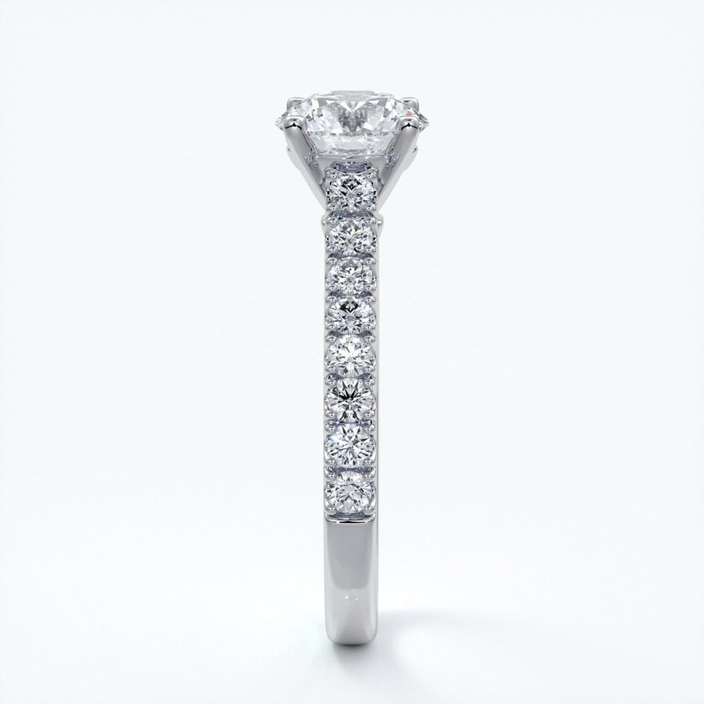 Adele Engagement ring round diamond 4 claw cathedral 18ct white gold