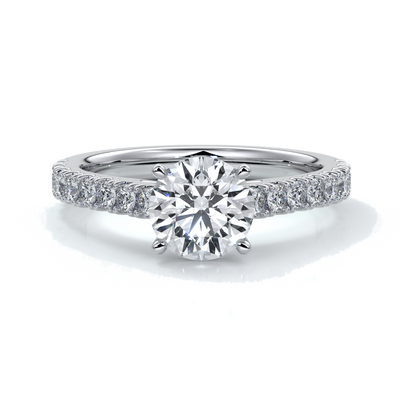 Adele Engagement ring round diamond 4 claw cathedral 18ct white gold
