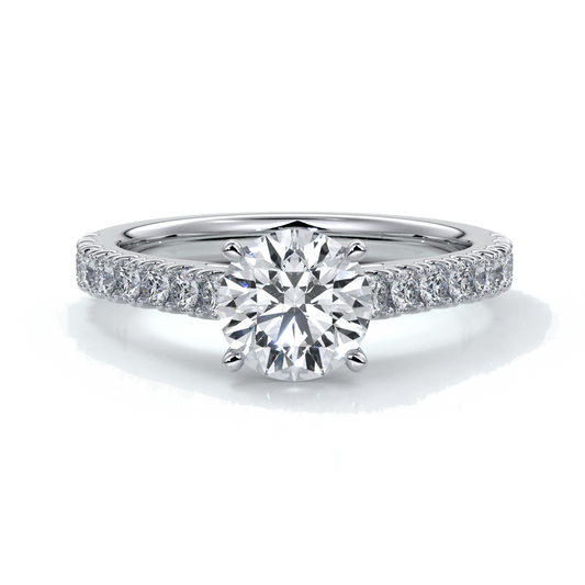Adele Engagement ring round diamond 4 claw cathedral 18ct white gold