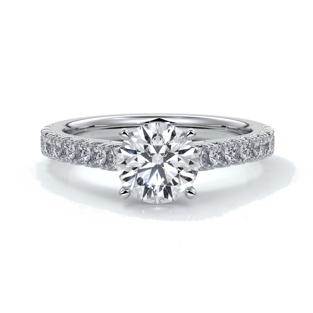 Adele Engagement ring round diamond 4 claw cathedral 18ct white gold