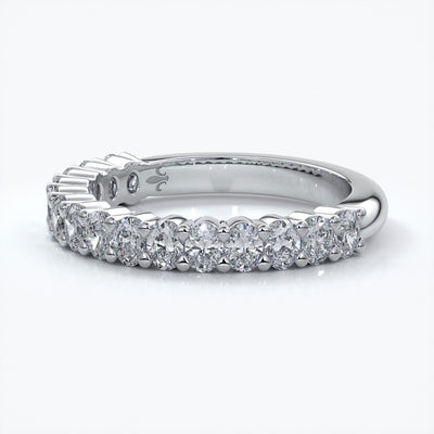 Alana Wedding ring oval diamonds scalloped 18ct white gold