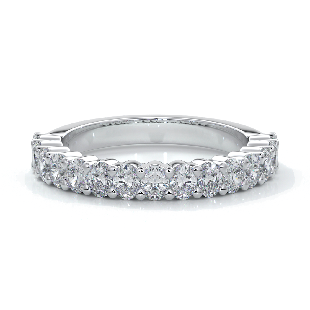 Alana Wedding ring oval diamonds scalloped 18ct white gold