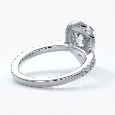 Alice Engagement Ring pear diamond band halo platinum