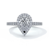 Alice Engagement Ring pear diamond band halo platinum