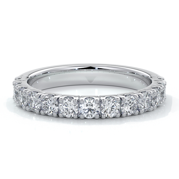 Amber Wedding ring brilliant cut diamonds scalloped lines 2.5mm 18ct white gold