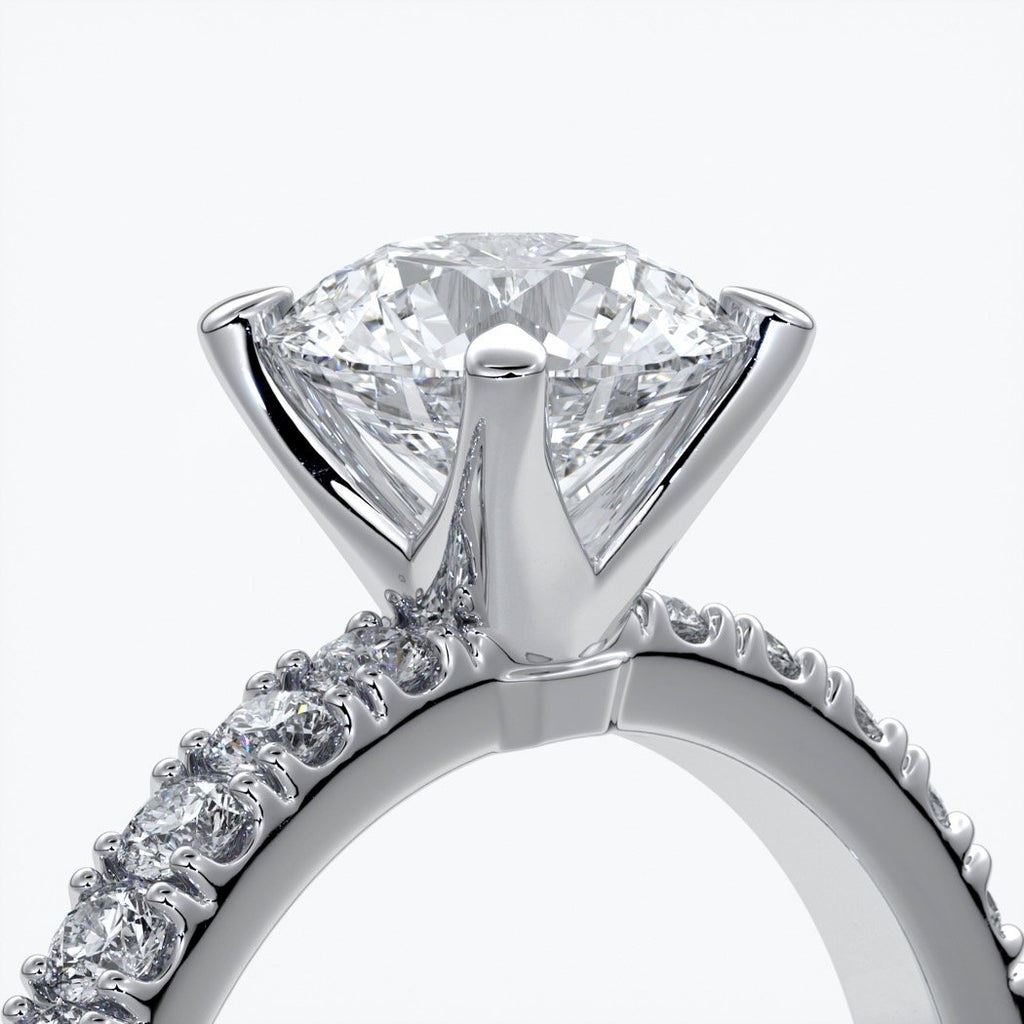 Anna Engagement ring round diamond 4 claw diamond band platinum