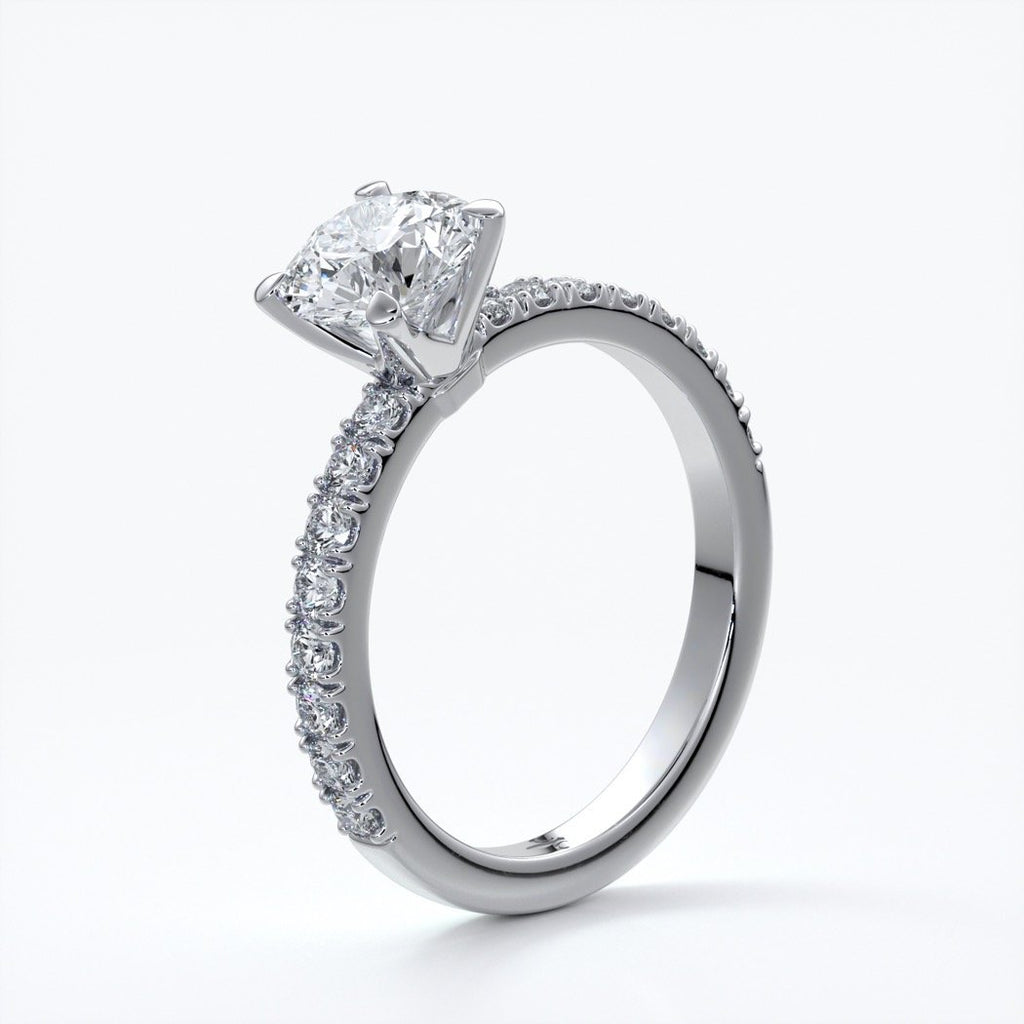 Anna Engagement ring round diamond 4 claw diamond band platinum