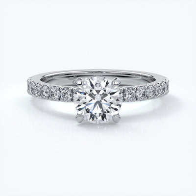 Anna Engagement ring round diamond 4 claw diamond band platinum