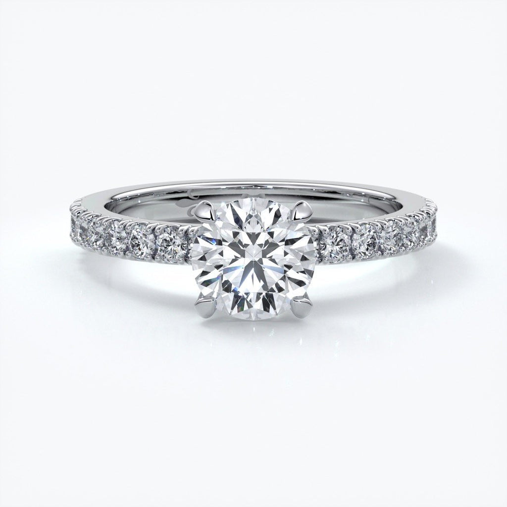 Anna Engagement ring round diamond 4 claw diamond band platinum