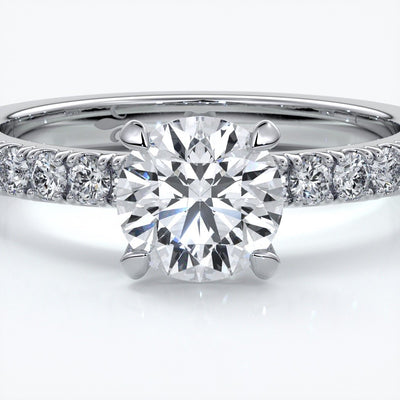 Anna Engagement ring round diamond 4 claw diamond band platinum