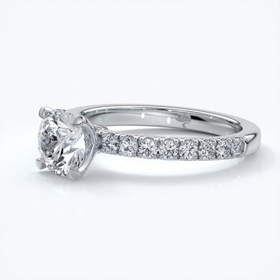 Anna Engagement ring round diamond 4 claw diamond band platinum